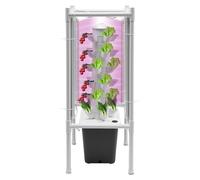 Gorgivous Hydroponics Tower - Set di 30 baccelli idroponici, 6 ripiani, sistema di coltivazione senza terra, con adattatore per pompa di idratazione e serbatoio dell'acqua da 10 l, per erbe, frutta e