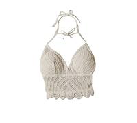 GORGLITTER Bikini Cover Up Top Donna Cover Up Spiaggia Top Maglia Crop Top Poncho Spiaggia Estivo Collo Tankini Top, beige., M