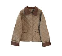 GORGLITTER Cappotto da donna con colletto a camicia, giacca autunnale, a | Giacca con tasche, giacca a camicia larga, trapuntata patchwork, da donna, per il tempo libero