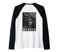 Gorgone Medusa Dea Serpente Mitologia Greca Backprint Medusa Maglia con Maniche Raglan