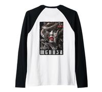 Gorgone Medusa Dea Serpente Mitologia Greca Backprint Medusa Maglia con Maniche Raglan