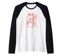 Gorilla Che Suona la Batteria Scimmia Divertente Animale Rock Batterista Maglia con Maniche Raglan