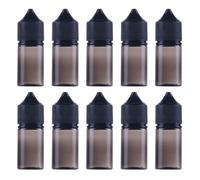 Gorilla Chubby Unicorn - Confezione da 10 bottiglie in PET V3 con tappo a prova di perdite, a prova di bambino, erogatore contagocce, per mescolare liquidi fai da te (nero trasparente, 30 ml, stile