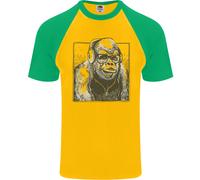 Gorilla Con Cuffie DJ Danza Musica Maglietta S/S Da Baseball Per Uomo