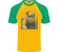 Gorilla Con Cuffie DJ Danza Musica Maglietta S/S Da Baseball Per Uomo