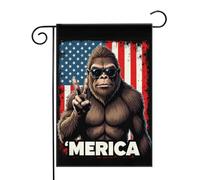 Gorilla con occhiali da sole e bandiera americana con il segno della pace Bandiere da Giardino 12,5x18 Pollici - Banner dai Colori Vivaci per Decorazioni Esterne di Giardini e Case - Idee Regalo