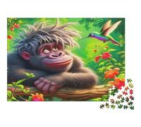 Gorilla della Giungla Puzzle 1000 Pezzi Carta Gioco di Puzzle 1000 Pezzi Colibrì Colorato Scenario Naturale Relax Famiglia Arredo Regalo 38x26cm/1000pcs