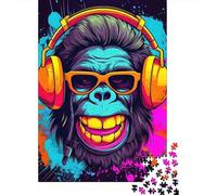 Gorilla DJ Headphones 1000 Pezzi Cartone Resistente Pacchetto Puzzle Coppia Partner Gioco Divertente Impegnativo Allenamento Del Cervello Regali 38x26cm/1000pcs