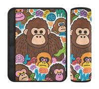 Gorilla Doodle Art - 2 imbottiture per cinture di sicurezza per auto, per fermare il taglio del collo, copertura per cintura di sicurezza per zaino
