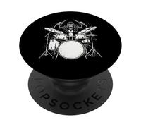 Gorilla Drummer Rock Wild Animal Suonare la batteria PopSockets PopGrip Adesivo