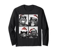 Gorilla e Cappello Babbo Natale con Occhiali da Sole Festivo Maglia a Manica