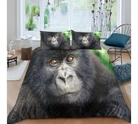 Gorilla face closeSet Di Copripiumino microfibra morbida 3 Pezzi stampa 3D cerniera nascosta Wild Animal portrait copripiumino con federa traspirante ultra morbido for coppie Super king（260x220cm）