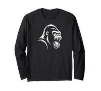 Gorilla Face Monkey Angry Growling Scary Silverback Gorilla Maglia a Manica