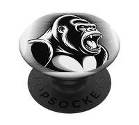 Gorilla Face Monkey Angry Growling Scary Silverback Gorilla PopSockets PopGrip Adesivo