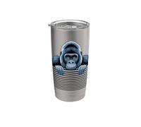 Gorilla Funny Peeking Animal Lover Zoo Primate per uomini e donne Bicchiere termico in acciaio inox doppia parete