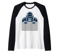Gorilla Funny Peeking Animal Lover Zoo Primate per Uomini e Donne Maglia con Maniche Raglan