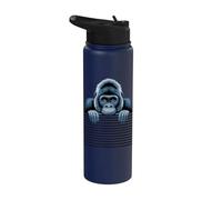 Gorilla Funny Peeking Animal Lover Zoo Primate per uomini e donne Stainless Steel Insulated Water Bottle