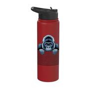 Gorilla Funny Peeking Animal Lover Zoo Primate per uomini e donne Stainless Steel Insulated Water Bottle