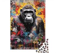 Gorilla Graffiti Puzzle per Adulti Puzzle 1000 Pezzi Carta Gioco di Puzzle 1000 Pezzi Stile Artistico Urbano Rilassamento Concentrazione Famiglia Regalo Arredo 70x50cm/1000pcs