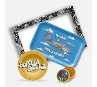 Gorilla Grillz Kit fumatore - Vassoio per arrotolare completo di posacenere e smerigliatrice biodegradabile - per persona fumatrice - Pack fumatore con vari accessori (padre) (Gorilla Airlines, 31 x