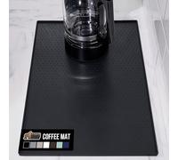 Gorilla Grip Tappetino da caffè in silicone, impermeabile, protegge dalle fuoriuscite, lavabile in lavastoviglie, per macchina da caffè espresso, 29 x 47 cm, nero