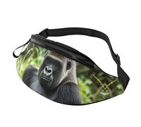 Gorilla in the Grass Marsupio per uomo e donna, impermeabile, sportivo, alla moda, borsa a tracolla con tracolla regolabile, grande borsa a tracolla per viaggi ed escursionismo