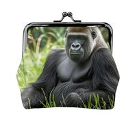Gorilla In The Grass Piccolo portamonete da donna, Kiss-Lock Portafoglio in pelle carino portamonete mini portamonete portachiavi