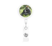 Gorilla in the Grass - Porta badge retrattile con clip a coccodrillo, in plastica leggera, per infermiere, insegnanti, ufficio, regali