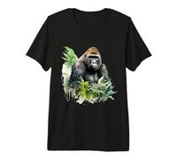Gorilla Jungle Animal, Piante Tropicali Verdi della Foresta pluviale Maglietta Premium