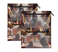 Gorilla Karate - Astuccio portamatite divertente per raccoglitori a 3 | Astuccio trasparente con cerniera frontale, 3 tasche e occhielli rinforzati, confezione da 2, per il rientro a scuola