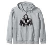 Gorilla Maschio Alfa Muscolare Forte Gorilla Dipinto a Mano Felpa con Cappuccio