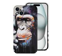 Gorilla Monkey Love Music Custodia protettiva leggera compatibile con iPhone 15/15 Plus/15 Pro/15 Pro Max, protezione divertente