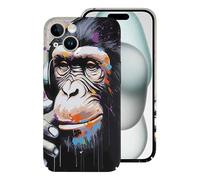 Gorilla Monkey Love Music Custodia protettiva leggera compatibile con iPhone 15/15 Plus/15 Pro/15 Pro Max, protezione divertente