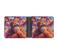 Gorilla Monkey - Portafoglio a due ante in pelle, sottile, con porta carte di credito, Stile:, Taglia unica
