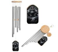 Gorilla on The Ground - Campanelli a vento per esterni e esterni, con 6 tubi in alluminio sintonizzati Gorilla sul terreno, grande scacciaspiriti commemorativi per giardino, patio, portico