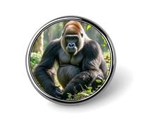 Gorilla on the Ground Distintivo rotondo personalizzato in metallo spilla da bavero adatta per abbigliamento, borse, cappello, spilla stampata umoristica, decorazione per feste, accessori per uomini e