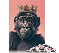 Gorilla Pastel Crown Jigsaw Puzzle Impossibili 1000Pcs Decorazione Per La Casa. Rilassamento E Intelligence Per Adulti E Ragazzi Da 14 Anni 500pcs (52x38cm)