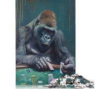 Gorilla Playing Poker Game Jigsaw Puzzle Impossible 1000Pcs Decorazione Per La Casa. Giochi Rilassamento E Intelligence Per Adulti E Bambini Da 12 Anni 1000pcs (75x50cm)