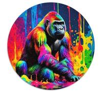 Gorilla Puzzle 1000 Pezzi Stile Arte Splash Rotondo Puzzle Gioco Educativo Sfida Giocattolo Arte Decorazione Moderna Per La Decorazione Della Interna 1000pcs (67,5x67,5cm)
