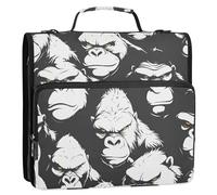Gorilla - Raccoglitore con cerniera a 3 anelli, con tracolla, include tasca con cerniera, portatile, per ufficio e scuola