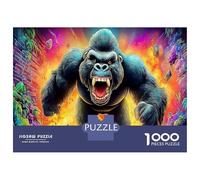 Gorilla rugge Cartone Riciclato 1000 Pezzi Tangram Gorilla con Impossibile Difficile Stimolante Per Decompressione E Decorazione, Per Stimolare La Creatività E Regalare 38x26cm/1000pcs