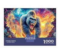 Gorilla salta 1000 Pezzi Puzzle in Cartone Riciclato Con Design Molto Difficile E Attraente Gorilla rugge per Stimolare La Creatività E Decorare Lo Spazio Interno 70x50cm/1000pcs