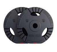 Gorilla Sports® Dischi Pesi Olimpici - 1,25kg, 2,5kg, 5kg, 10kg, 15kg, 30kg, Singolo/Set, Foro 50 mm, con Manico, Tri-Grip, Rivestiti in Plastica - Piastre per Bilancieri, Manubri, Palestra