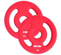 Gorilla Sports® Dischi Pesi - Set di 2, 2x1kg, 2x2kg, 2x3kg, 2x4kg, 2x5kg, Ø 30 mm, Ghisa, Rivestito in Neoprene - Pesi Palestra, Disco Peso, Piastre per Bilanciere e Manubri, Fitness