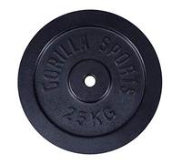 GORILLA SPORTS® Dischi Pesi - Singolo o Set, 1,25kg, 2kg, 2,5kg, 5kg, 10kg, 15kg, 20kg, 25kg, 27,5kg, 30kg, Foro 30mm, in Ghisa, Argento o Nero - Disco Peso, Palestra, per Bilanciere e Manubri