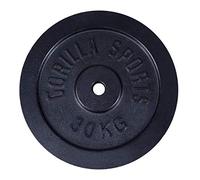 GORILLA SPORTS® Dischi Pesi - Singolo o Set, 1,25kg, 2kg, 2,5kg, 5kg, 10kg, 15kg, 20kg, 25kg, 27,5kg, 30kg, Foro 30mm, in Ghisa, Argento o Nero - Disco Peso, Palestra, per Bilanciere e Manubri