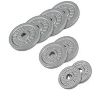 GORILLA SPORTS® Dischi Pesi - Singolo o Set, 1,25kg, 2kg, 2,5kg, 5kg, 10kg, 15kg, 20kg, 25kg, 27,5kg, 30kg, Foro 30mm, in Ghisa, Argento o Nero - Disco Peso, Palestra, per Bilanciere e Manubri