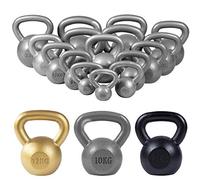 GORILLA SPORTS® Kettlebell - Set Pesi/Peso Singolo, in Ghisa, Antiscivolo, Base Appiattata, Argento - Attrezzi Palestra Casa, Fitness, Squat, Potenziamento Muscolare, Sport, Attrezzature, Training