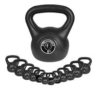 GORILLA SPORTS® Kettlebell - Singolo 2-20kg o Set da 17kg, 24kg, 30kg, 113kg, Rivestimento in Plastica, Nero - Peso Sfera, Manubri, Pesi con Maniglia, Ergonomica, Palestra, Fitness, Allenamento