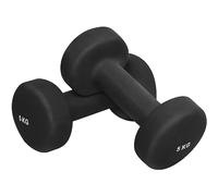 GORILLA SPORTS® Manubri Palestra - 2 x 5 kg. Pesetti in Neoprene e Ghisa, Set da 10 kg, Bordi Arrotondati, Nero - Pesi, Dumbbells per Allenamento Braccia, Pilates, Fitness, Training, Sport